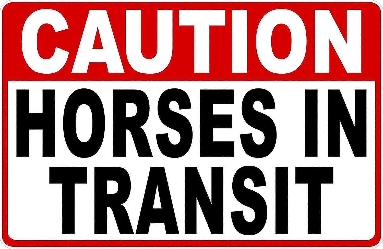 Precaución Caballos en señal de tránsito. 12x18 Metal.