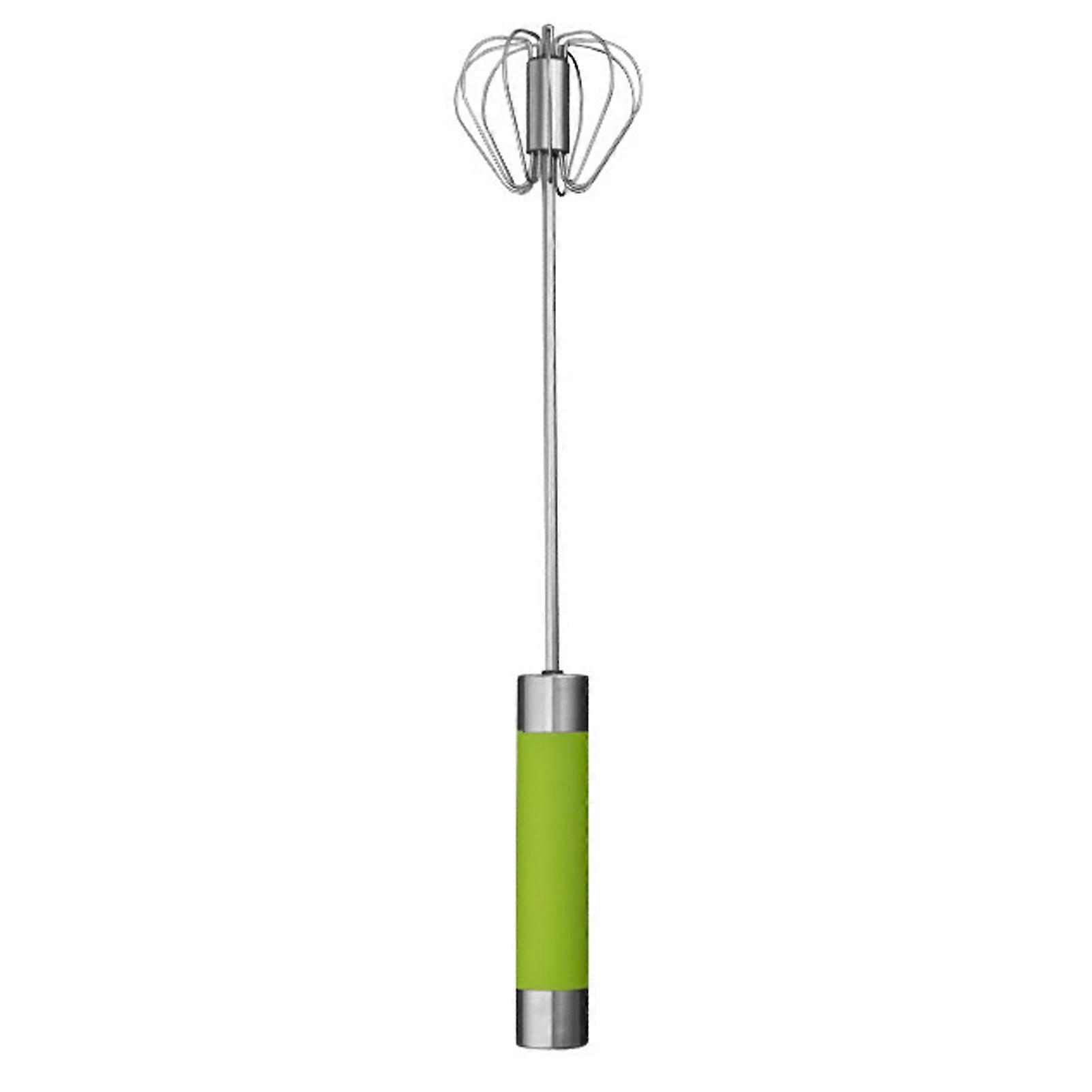 Egg Whisk Rounded Head Fast Mixing Multipurpose Semi-Automatic Hand Push Rotary Whisk for Blending Whisking Beating Stirring QinHai