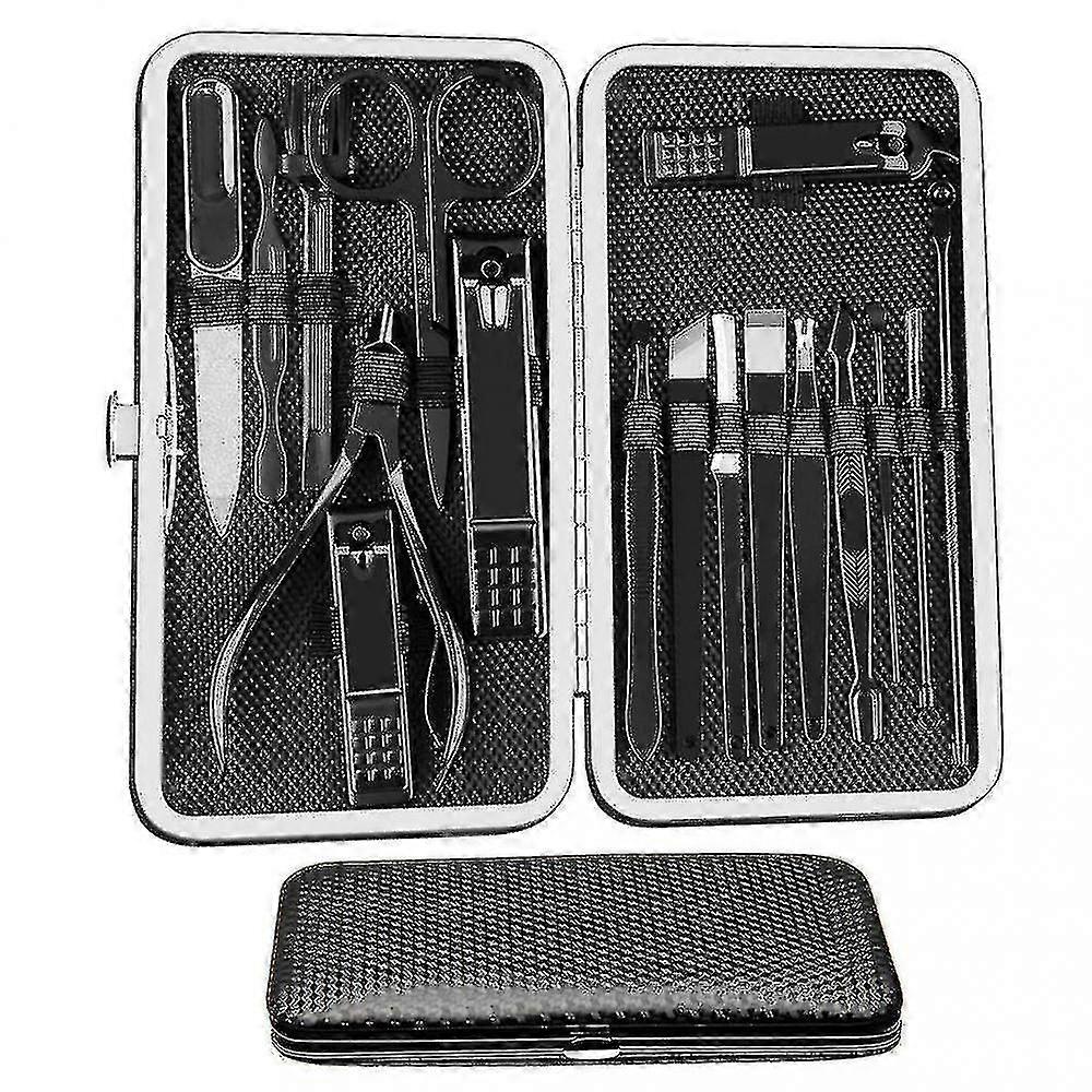 ホットネイルケアセット ブラックレザートラベルバッグパーフェクト品質