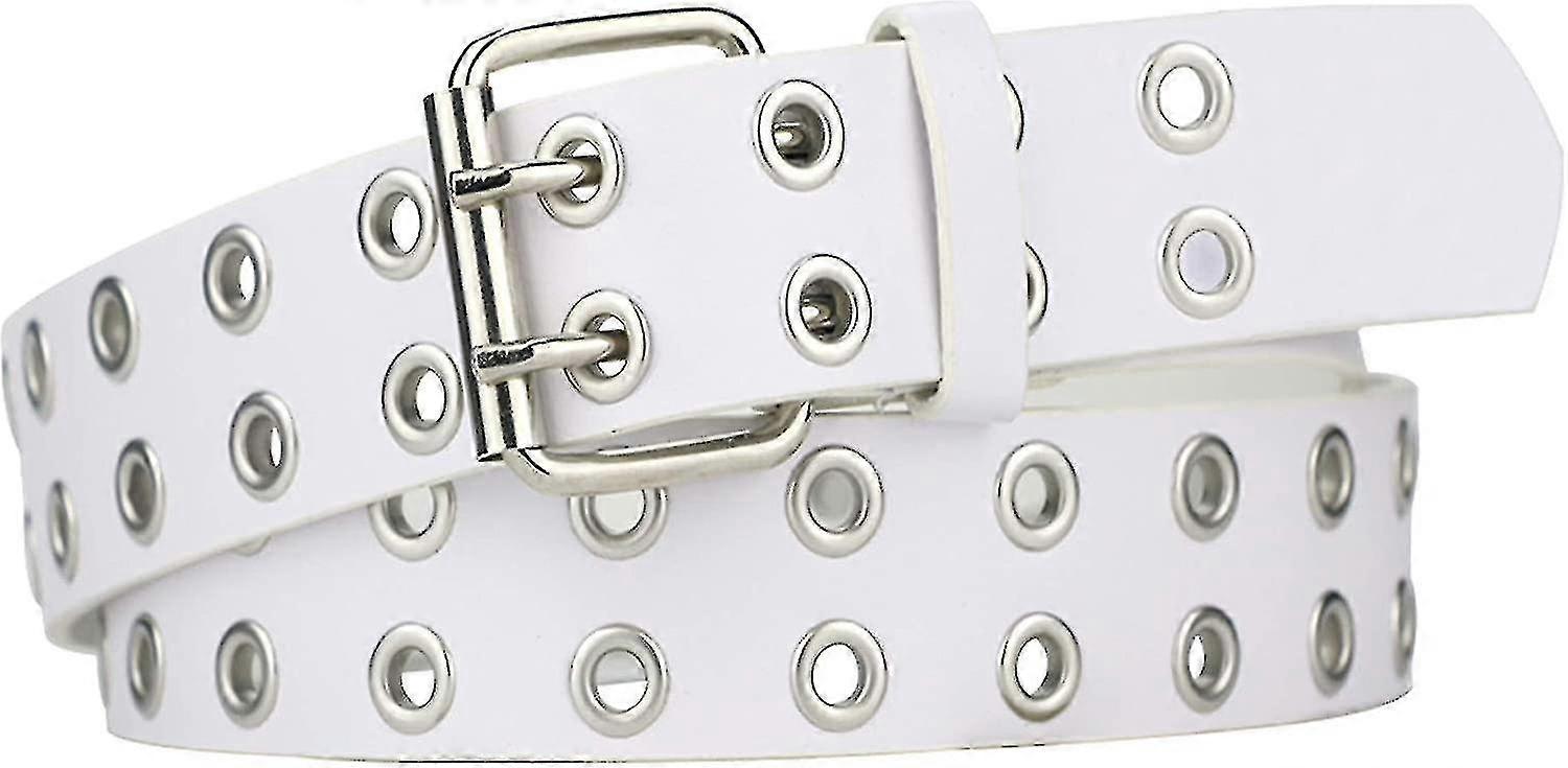 أحزمة جلدية من جروميت للنساء, حزام أسود للنساء الرجال مع ثقوب مرصعة