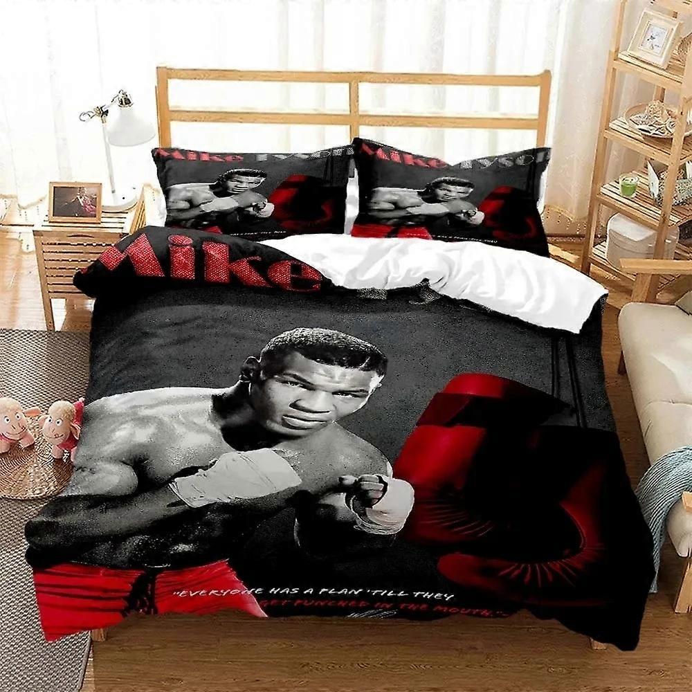 a780 ملاءات سرير مايك تايسون بطل الملاكمة طقم الفراش غطاء لحاف مزدوج غطاء وسادة لحاف للأولاد والبنات البالغين غرفة نوممجموعة مفروشات من 3 قطع (1 لحاف