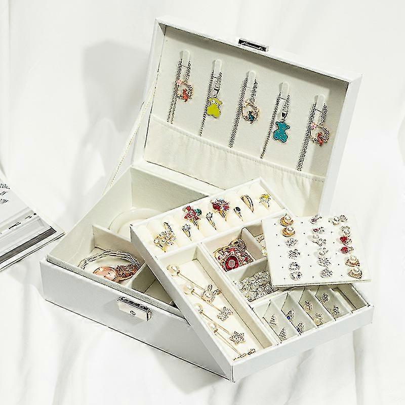 Multifunctional Double-Layer Pu Leather Jewelry Storage Box