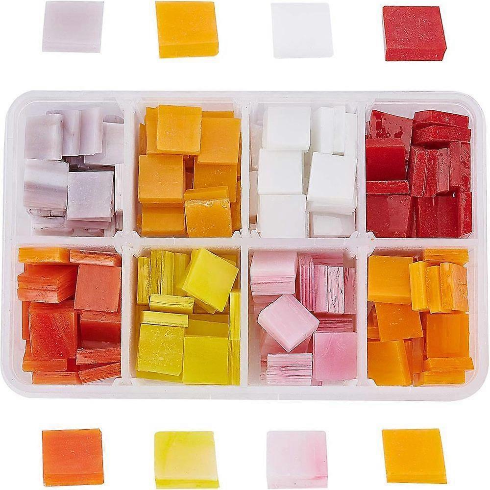 Opaque Glass Cabochons Mosaic Tiles for Home Decoration or DIY Crafts Square Mixed Color 10x10x3~4mm about 184g/box