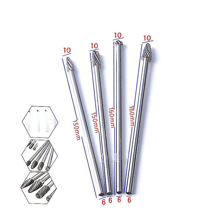 Pxcl 4 Stykke Sett 150-160mm Wolfram Stål Slipehode Wolfram Karbid Roterende Fil Wolfram Karbid Slipehode A