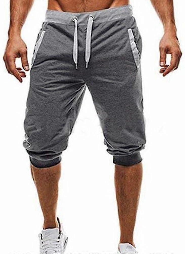 בגדי ריקוד גברים 3/4 אימון ריצה חדר כושר מכנסי זיעה קצרים קאפרי קיץ נוח בכושר קל משקל מתחת לברך מכנסי טרנינג