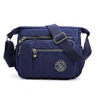 Torba damska Crossbody z wieloma kieszeniami, mała torba na ramię o dużej pojemności Ciemnoniebieska