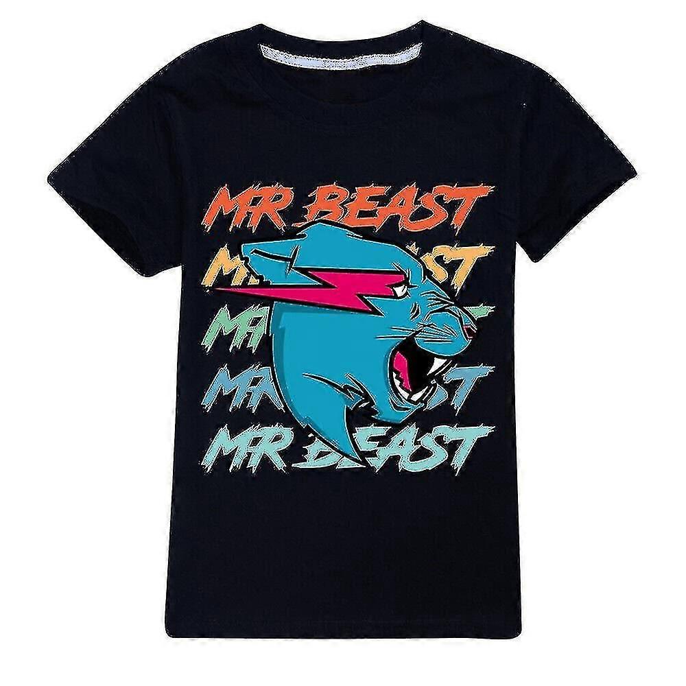 Barn Pojkar Mr Beast Katt Kortärmad Casual Tee Shirts Toppar Pullover