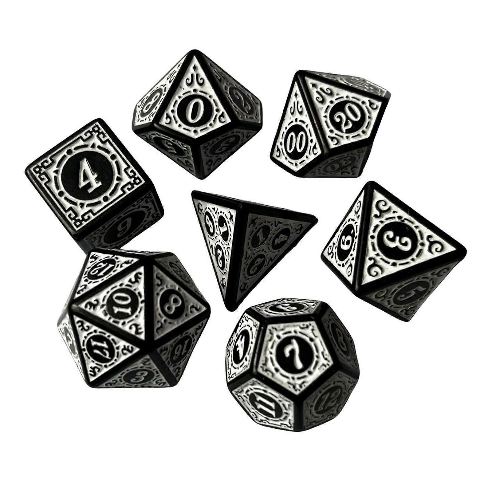7Pcs/Set Vintage Multi-sides Dice 4/6/8/10/12/20 Sides Gaming Dice Portable Travel Acrylic Dice Prop Kids Adults Family Night Party Board Game Essenti