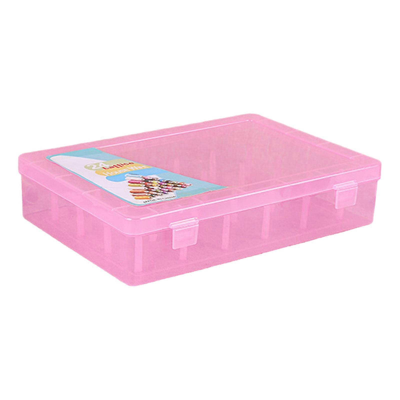 42 Slots Thread Spool Storage Box Thread Bobbin Organizers Case Sewing Thread Organizers for Small Large Thread Spools  Pink Color
