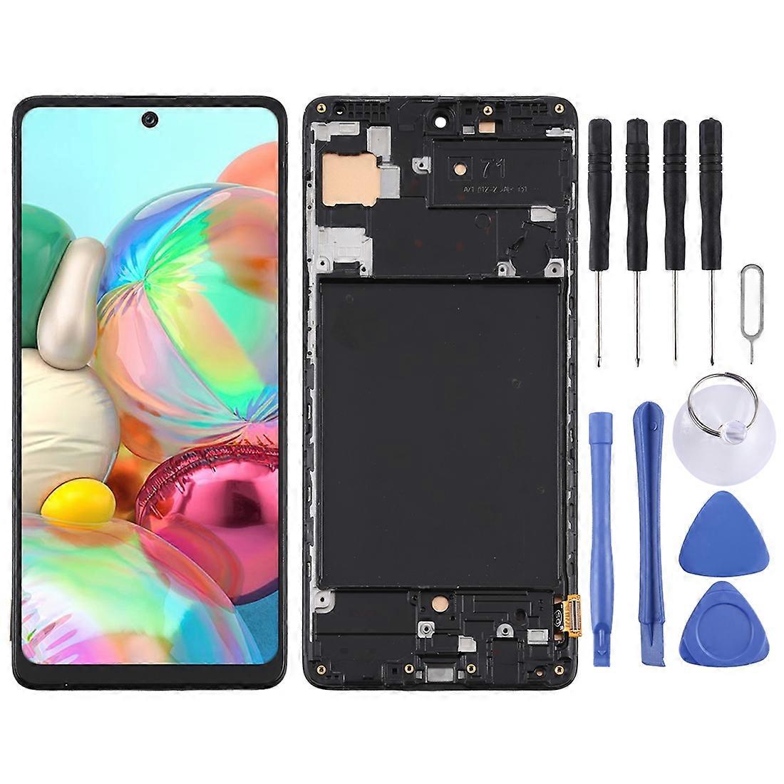TFT Material LCD Screen and Digitizer Full Assembly With Frame (Not Supporting Fingerprint Identification) for Samsung Galaxy A71 / SM-A715(Black)