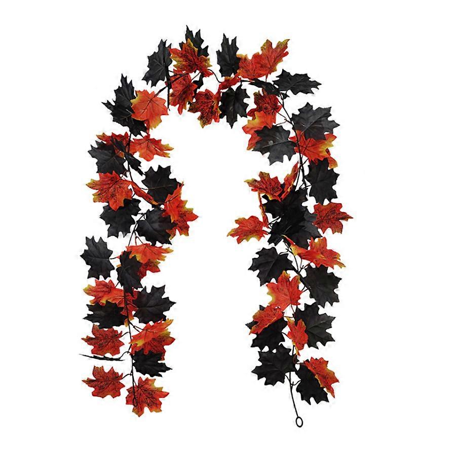 Halloween Artificial Maple Leaf Vine Decoration, 180CM Black Simulation Rattan