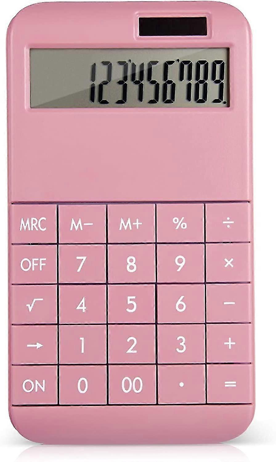 Basic Standard Calculator 12 Digit Desktop Calculator With Large Lcd Display For Office, School, Home & Business Use, Modern Design - Pink