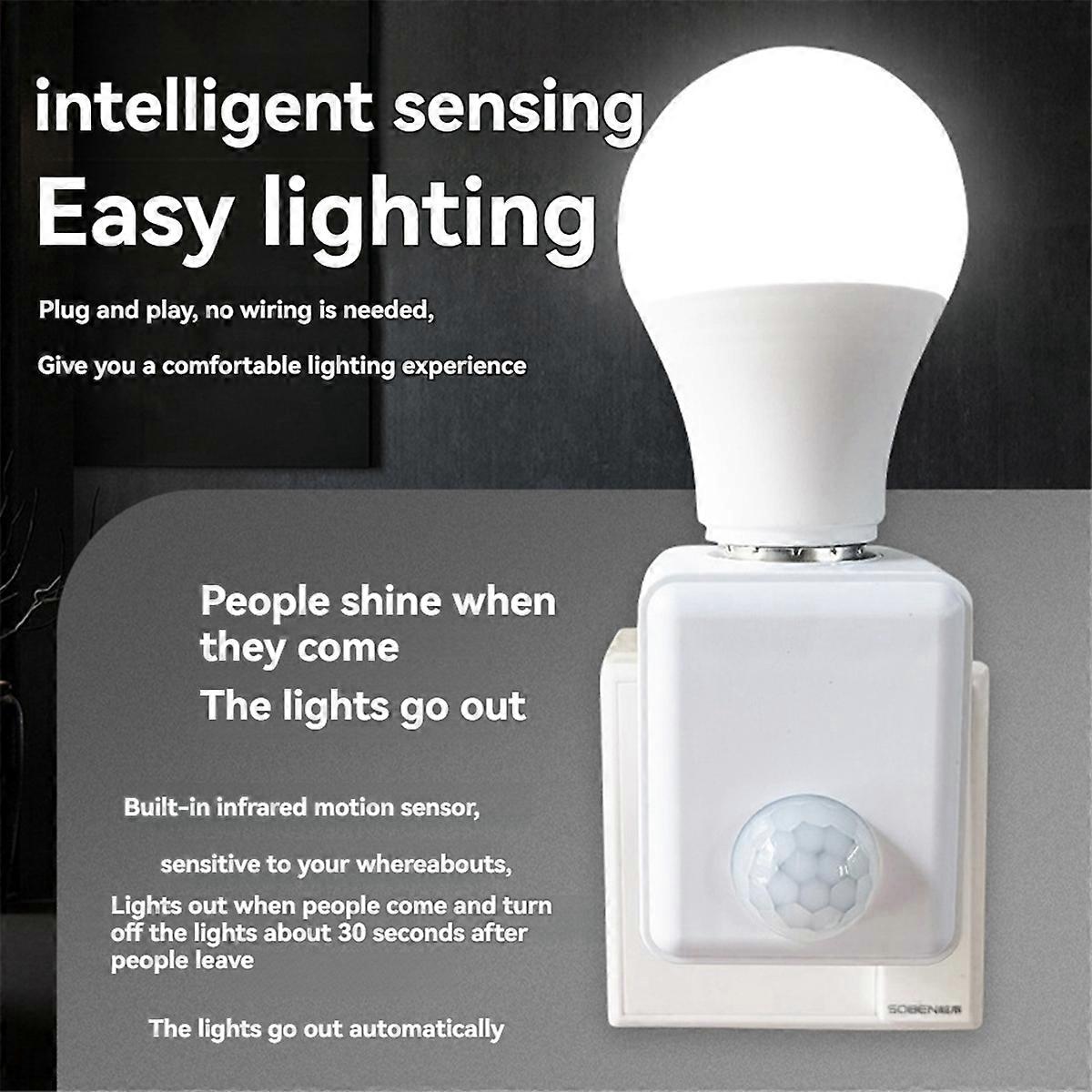 Motion Sensor Light Socket E27 Motion Detector Lamp Holder Socket Automatic Human Infrared Sensor L