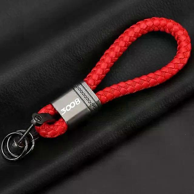 High Quality Car Keychain Fashion Key Ring For Peugeot 3008 Braided Rope Keyring Metal Keychain