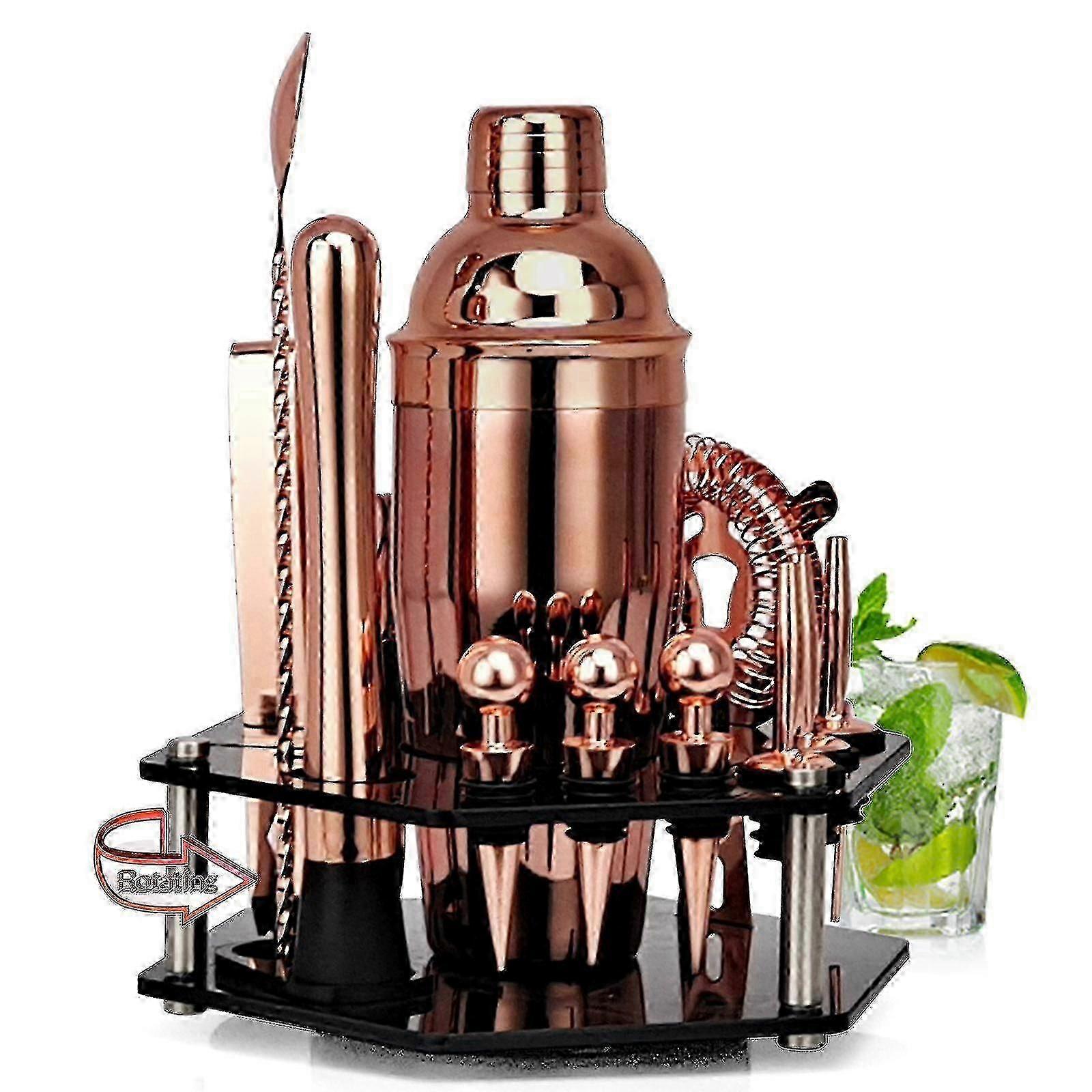 Bartender Cocktail Bartending Tools i rustfrit stål 14 stykker akryldrejesæt