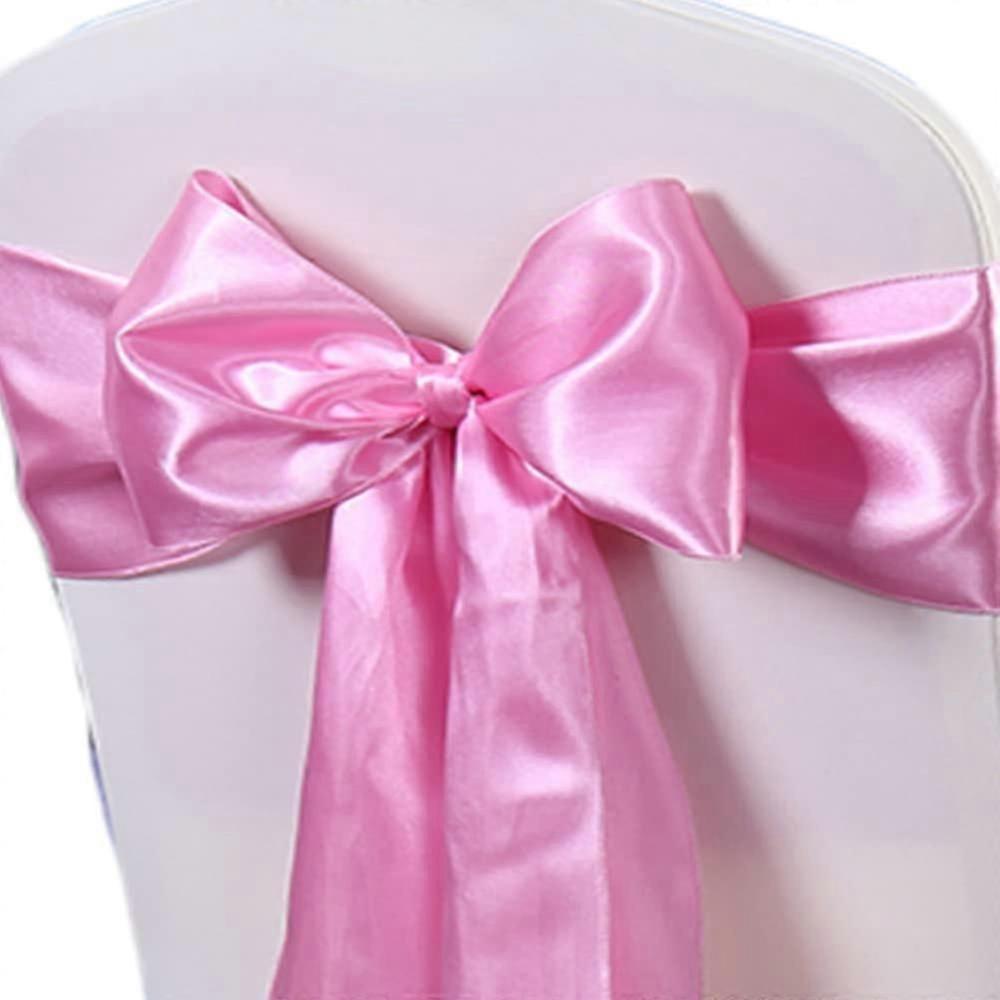Pack de 20 mariage Satin chaise ceinture rose noeud pouce ruban sangle en tissu avec cravate garniture - rose