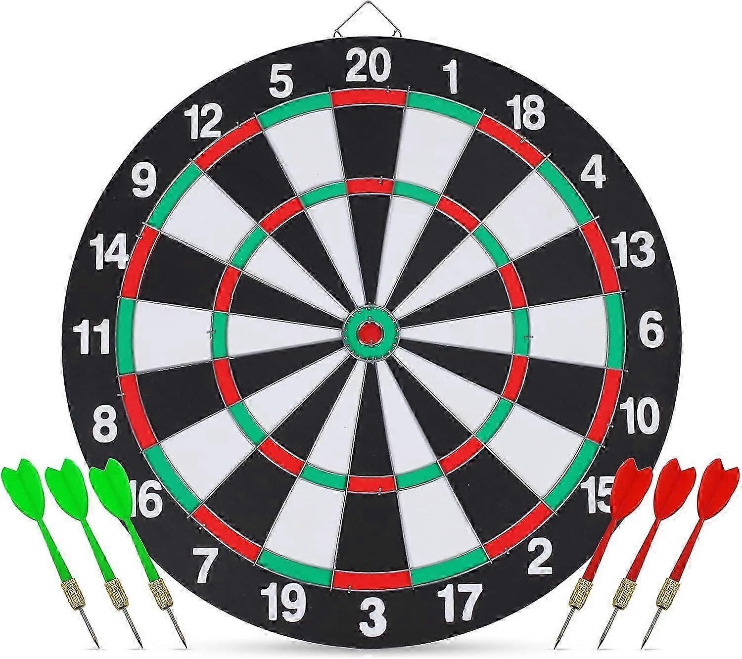 Dartscheiben-Set, doppelseitiges 15-Zoll-Dartscheibespiel mit 6 Messing-Kunststoff-Darts, Man Cave Stuff für Erwachsene, Bars, Spielhallen, Billardräume, Familienfreizeit