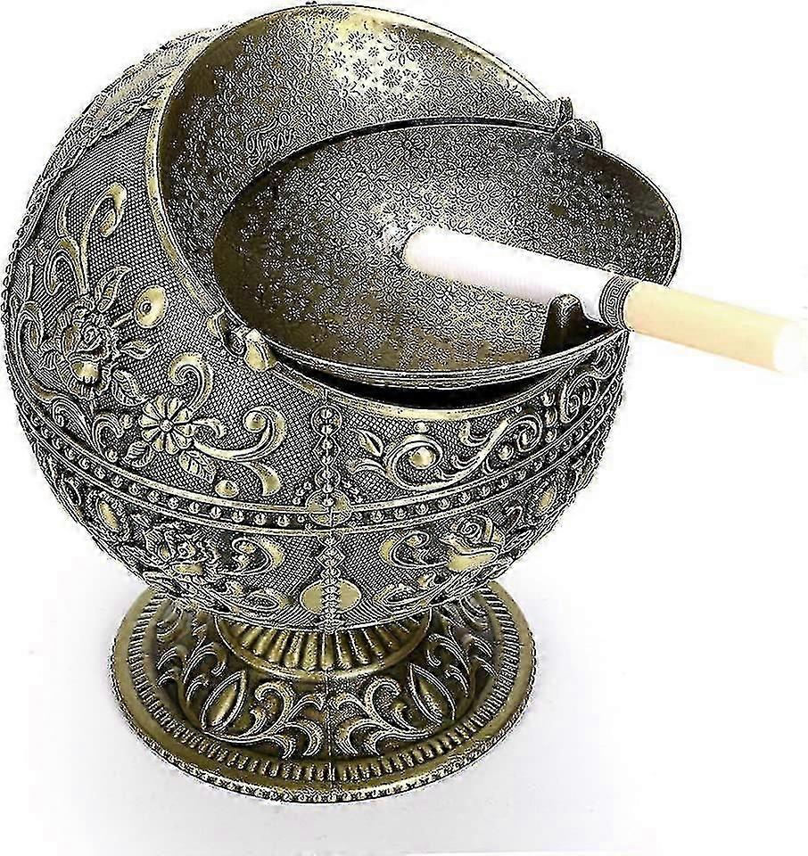 خمر يندبروف منفضة سجائر مع أغطية - الرجعية زهرة نمط منضدية منفضة سجائر (برونزية)