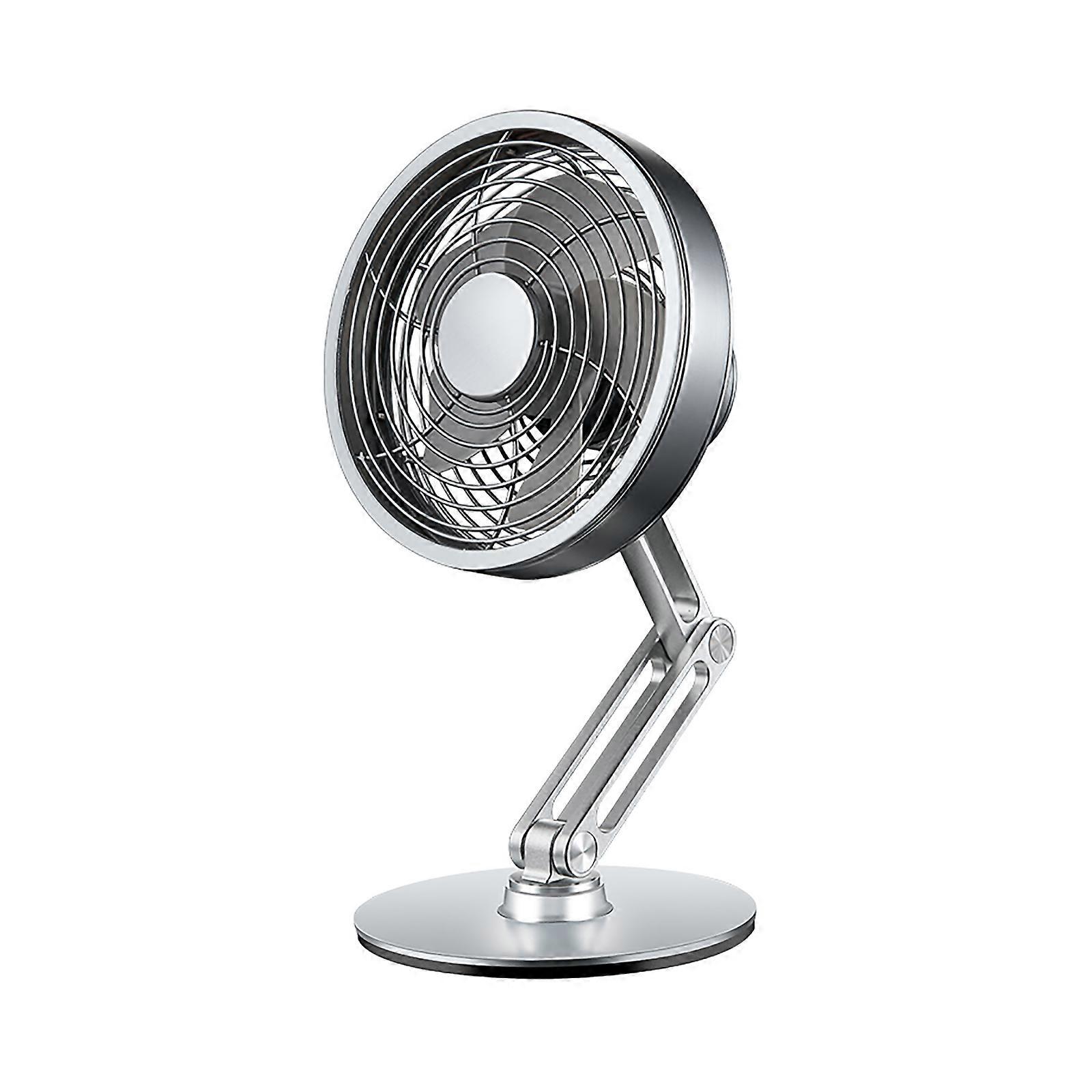 USB Desk Fan 4.6Inch Desktop Fan, Small Metal Cooling Fan 3Speed Adjustable Height 360° Rotatable  silver
