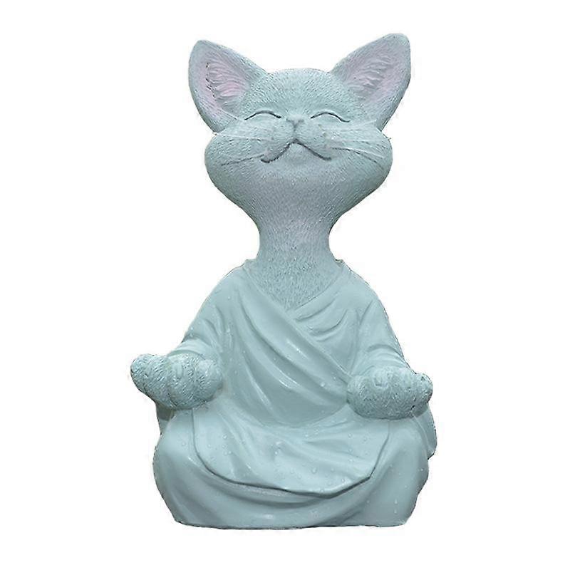 Meditation Cat Resin Statue Sitting Meditation Cat Flower Home Garden Decorative Cat Meditation
