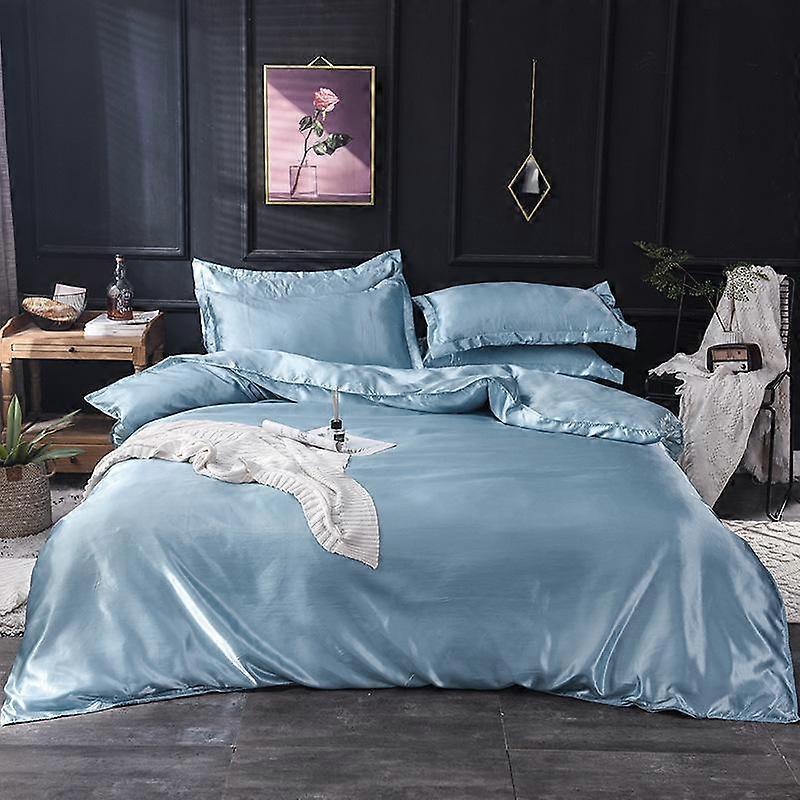 Mulberry Silk Bedding Set with Duvet Cover Fitted/Flat Bed Sheet Pillowcase Luxury Satin Bedsheet Solid Color King Queen Twin