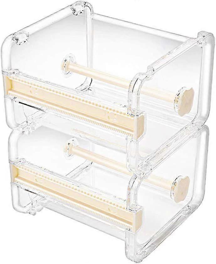 2 Pack Transparent Visible Desktop Multi Washi Dozownik taśmy maskującej, obcinacz taśmy, Roll Tape Hol