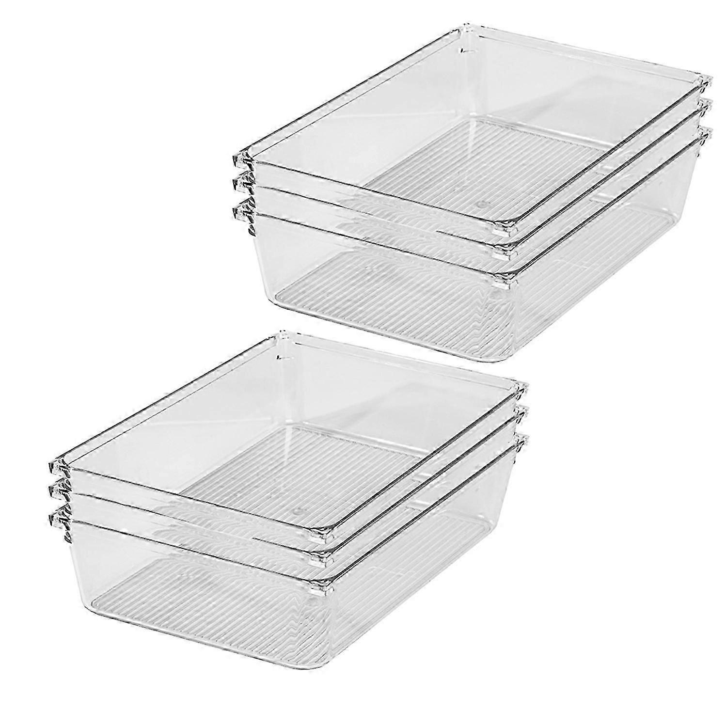 6Pcs Clear Drawer Organizer Non Slip Compartment Storage Space Saving Transparent Storage Box for