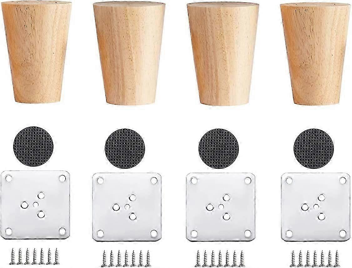 木製家具の脚、4pcs無垢材のソファ脚、木製ベッドの脚、木製キャビネットの脚、6CM