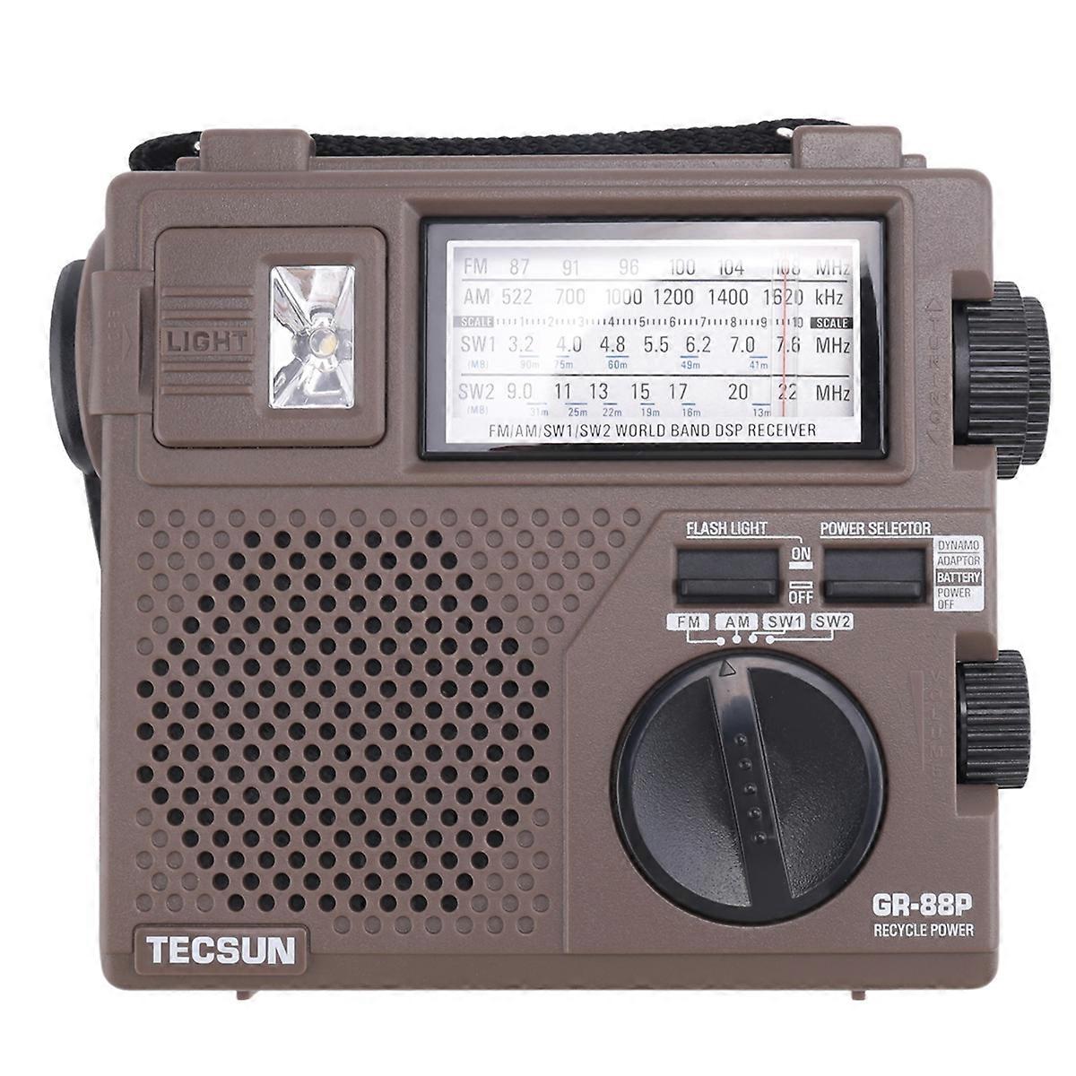 TECSUN GR-88P Digital Radiomottagare Nödljusradio Dynamoradio med inbyggd högtalare Manual