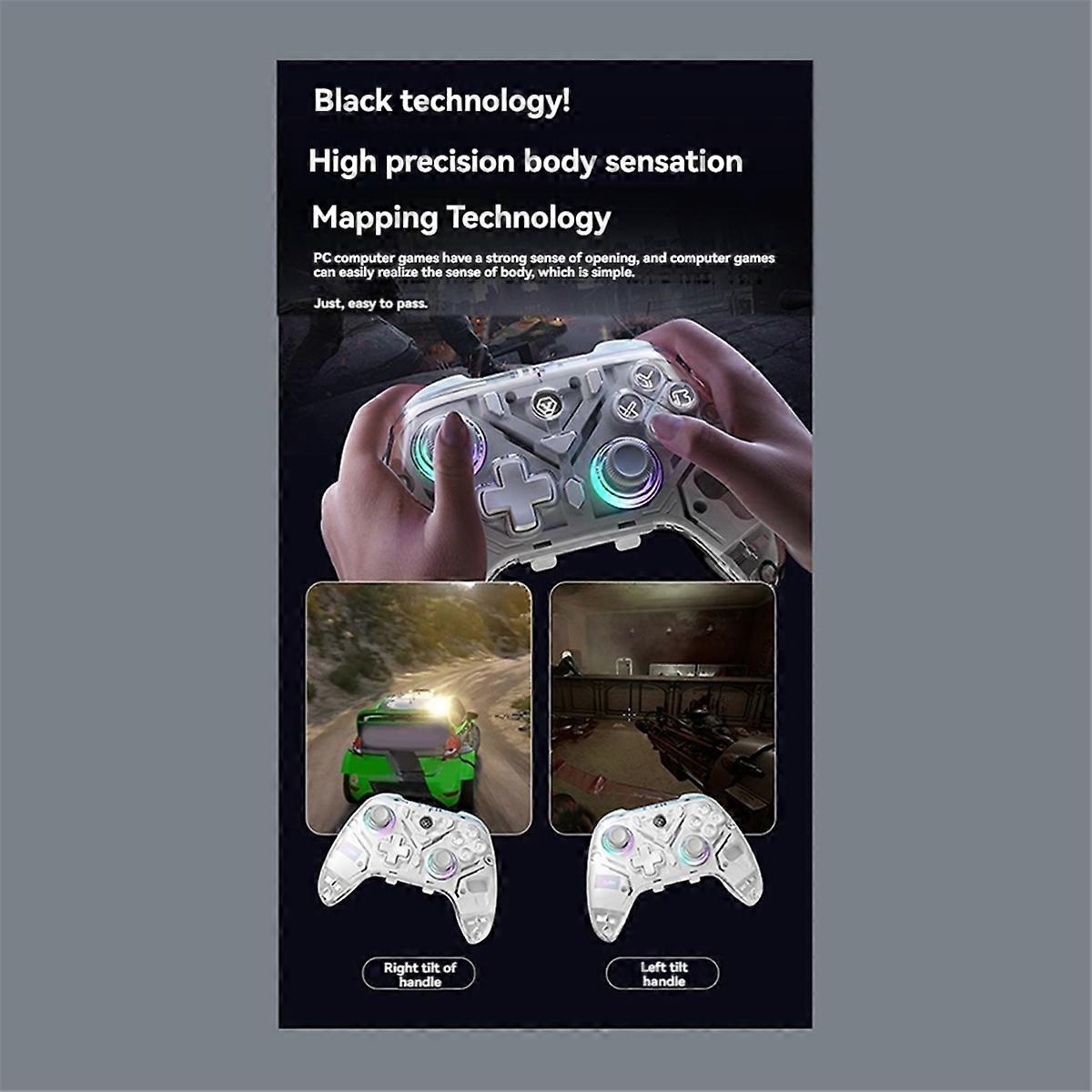  K10 Gaming Controller With Charging Dock for Switch/PC White