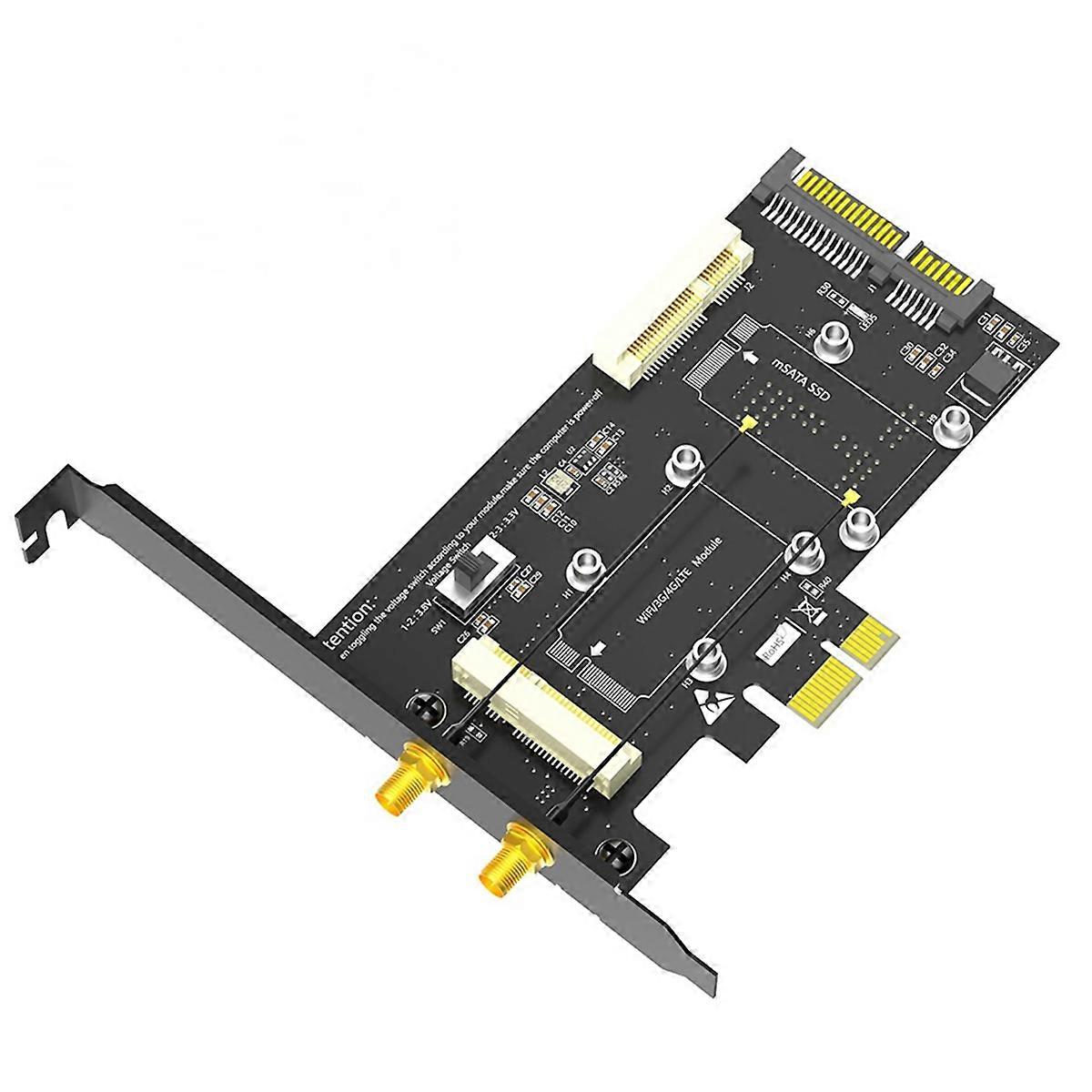 2In1 Combo Mini PCIE to PCI-E 1X Adapter and MSATA to SATA3 Adapter
