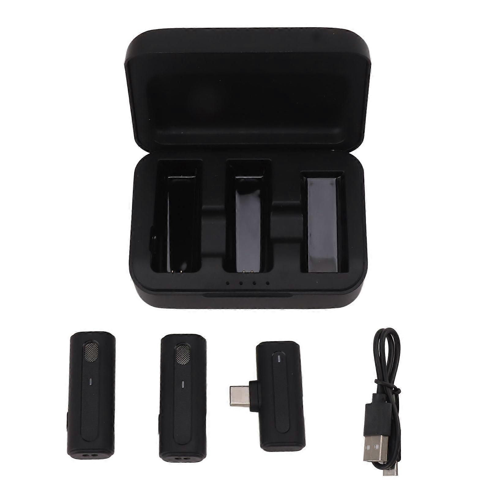 Wireless Lavalier Microphone Professional Noise Reduction 1 Tows 2 Plug and Play Mini Lapel Microphone for Live Streaming Recording