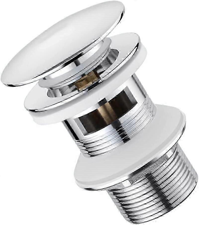 Basin drain with overflow, 1 1/4" threaded connection, chrome-plated drain with overflow protection