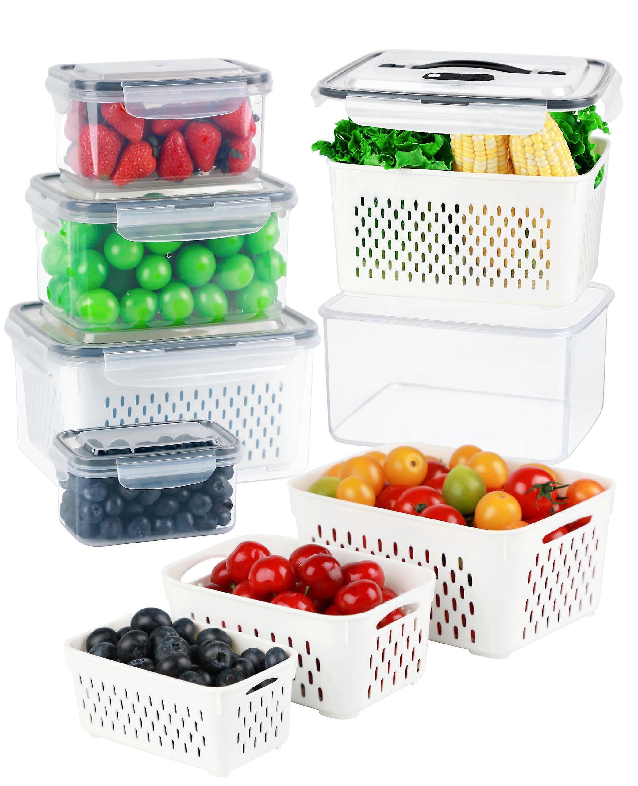 5 PCS Airtight Fruit Containers Storage for Fridge Refrigerator