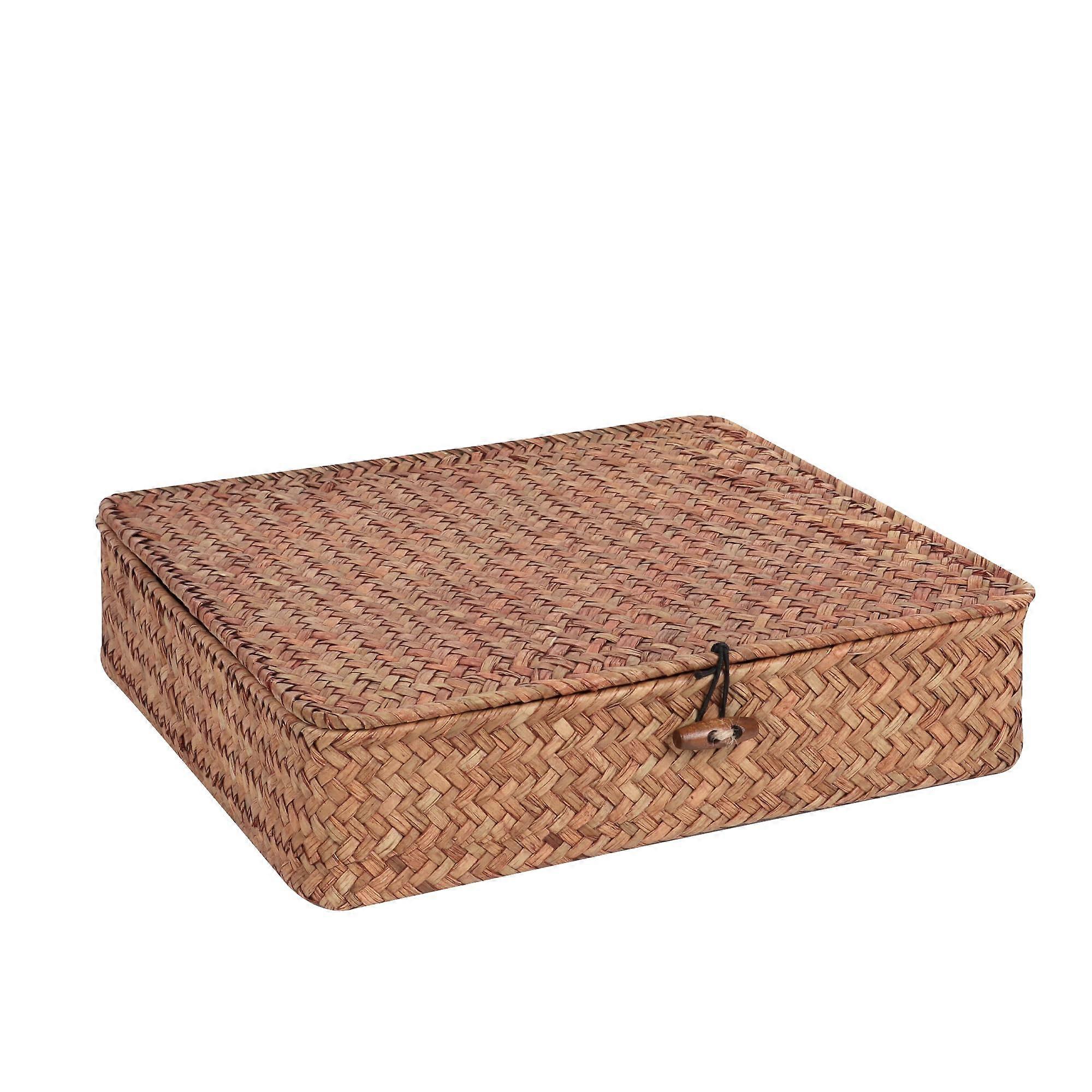 Flat Wicker Handwoven Seagrass Shelf Baskets Storage B Home Decor Organizer Small Size