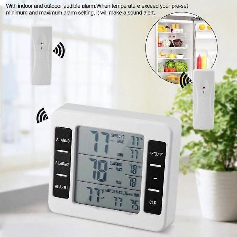 Wireless Digital Alarm Fridge Freezer Thermometer with Probe Display