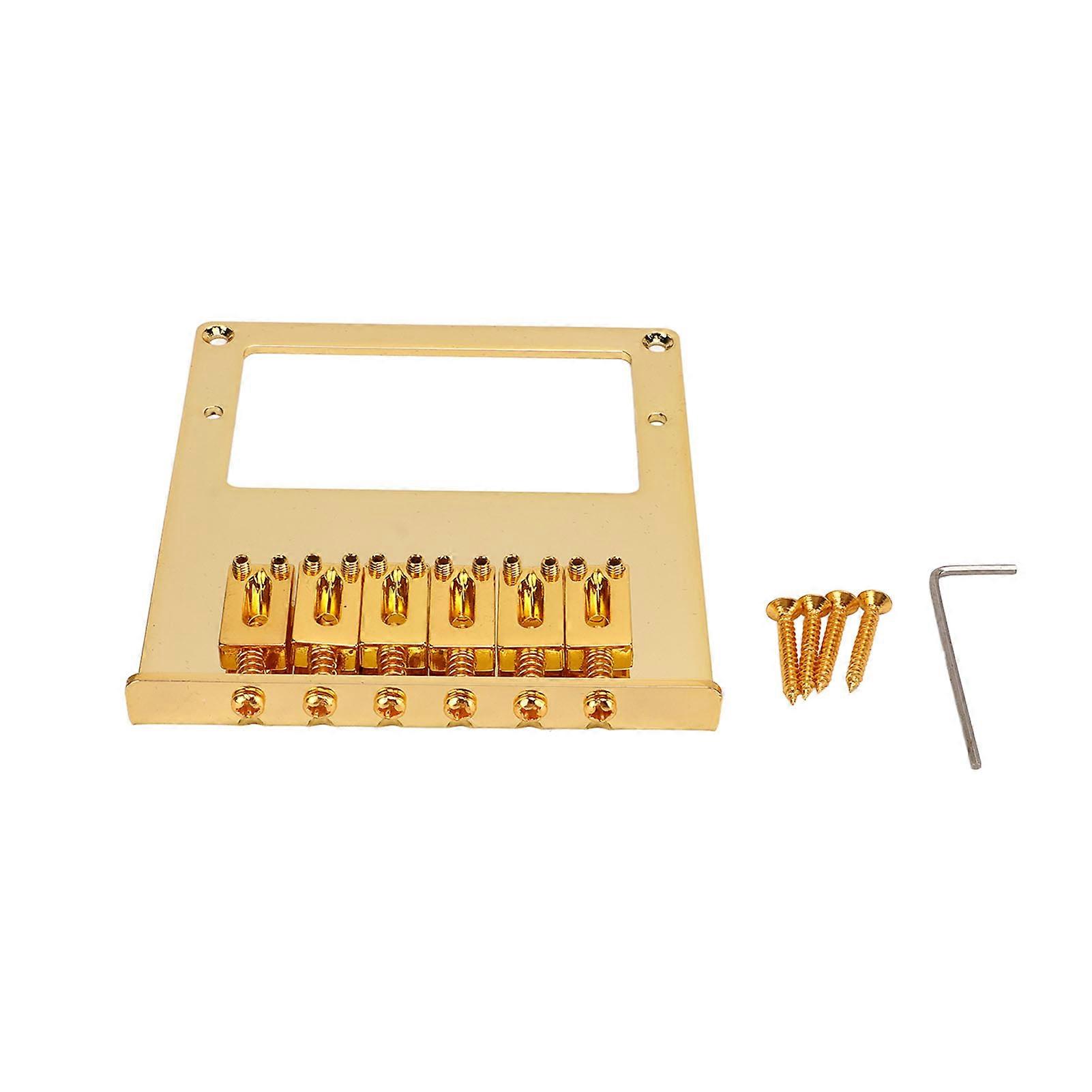 Guitar Bridge Metal Adjustable 6 String Bridge Accommodate Humbucking Pickups Gold