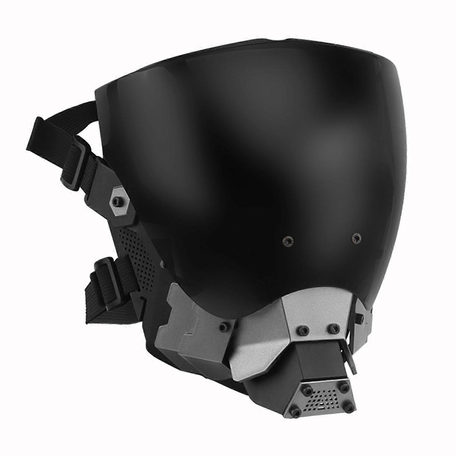 Tactical Airsoft Paintball AntiFog Cyberpunk Mask, Halloween Role Play, Technical Props, Full Face Mask, Mechanical Mask with AntiFog Lens Black