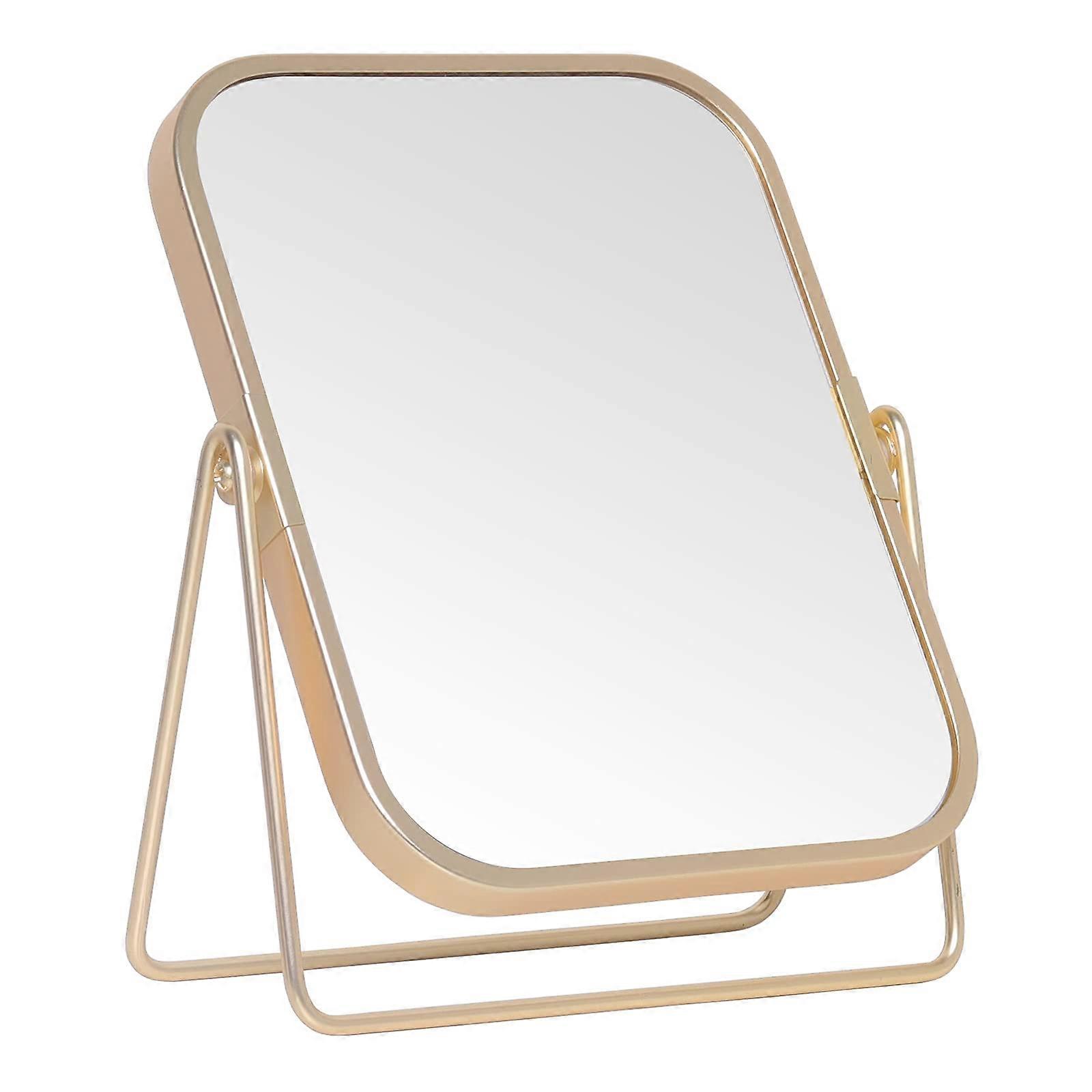 Golden Desktop Makeup Mirror Double Square Mirror Toilet House Table Mirror For Bathroom