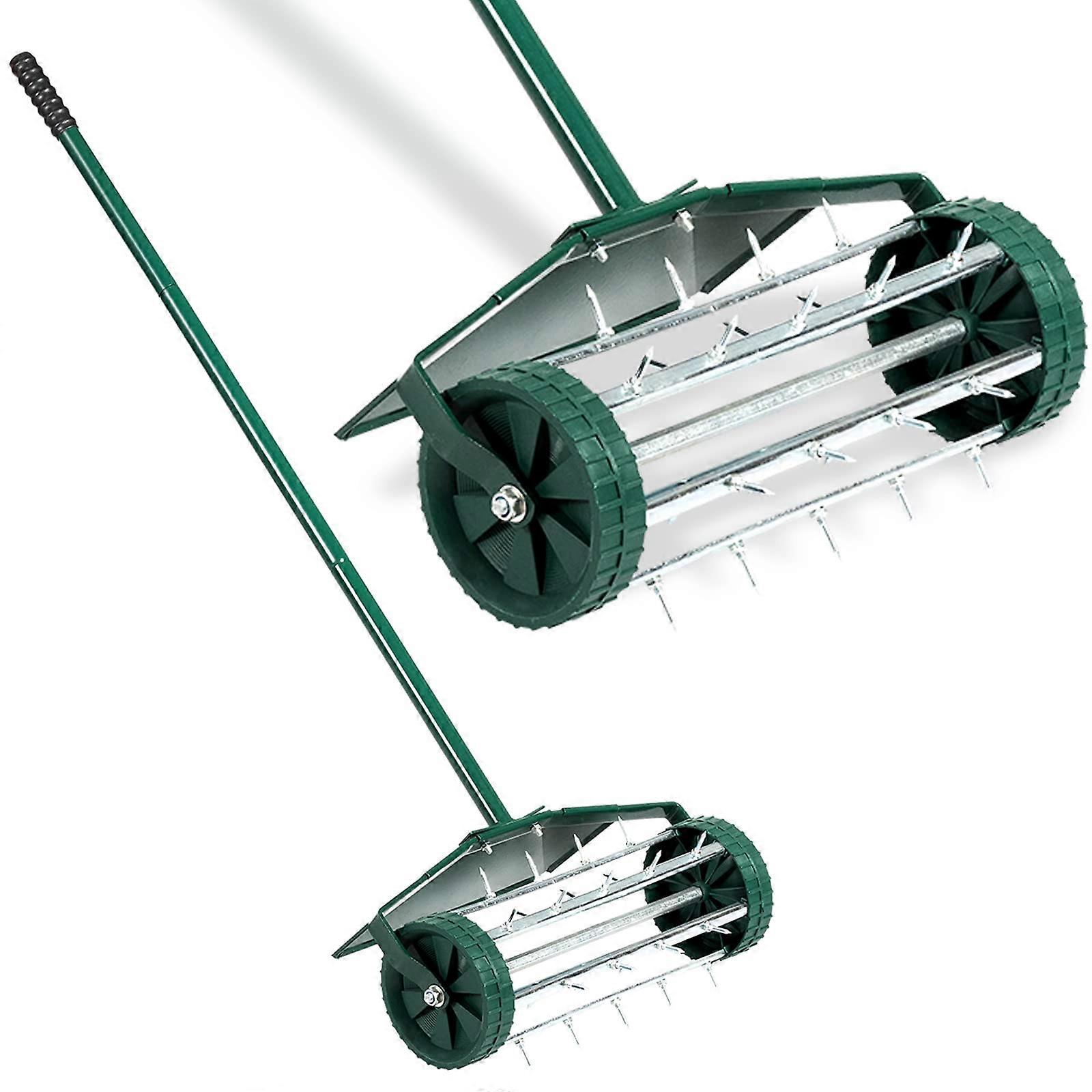Manual Lawn Aerator, Aerator Lawn Tool with Anti-Slip Handle and Tine Spikes, Easy Assembly, Grass Aerator for Lawn, Yard, Garden (with Fender)