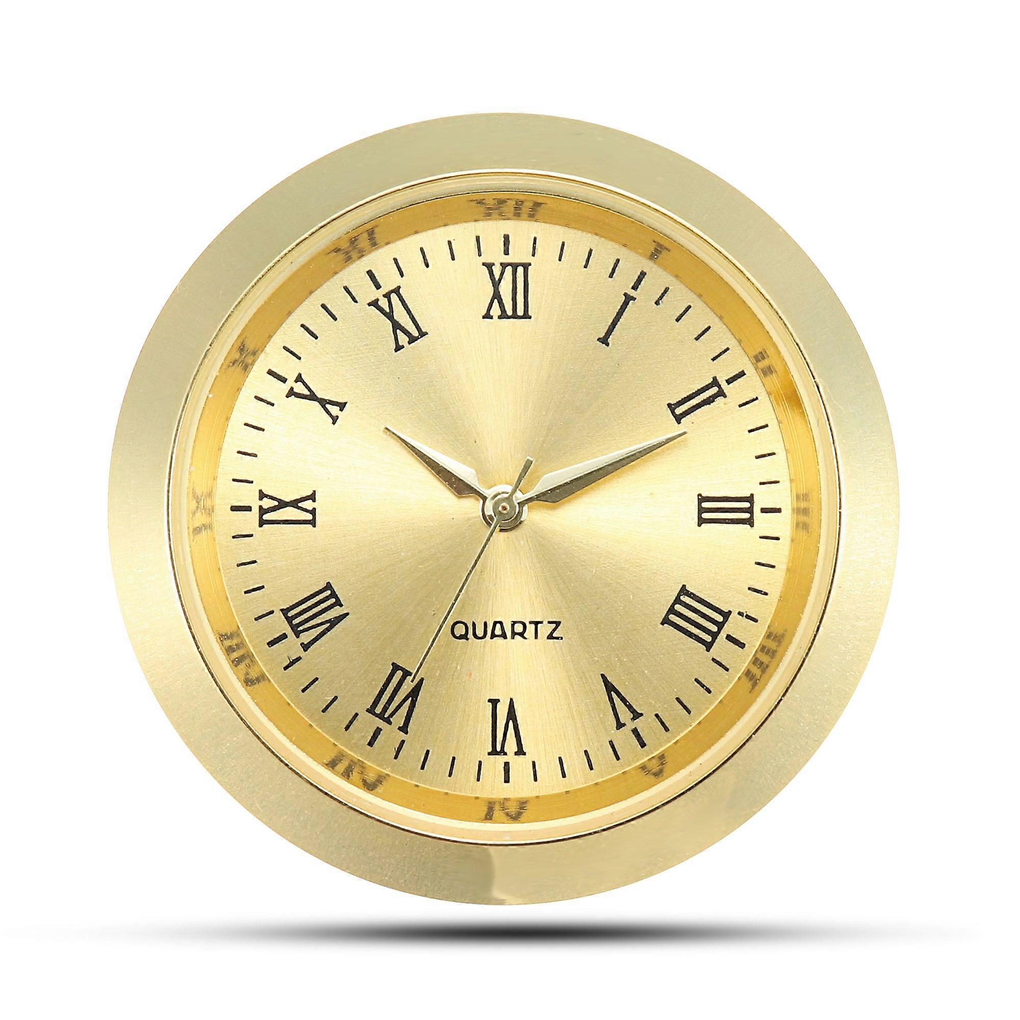 Mini Clock with Quartz Movement 1 7/16 Inch 35mm Golden Tone Dial Roman Numbers CK085GD Compatible Timepiece