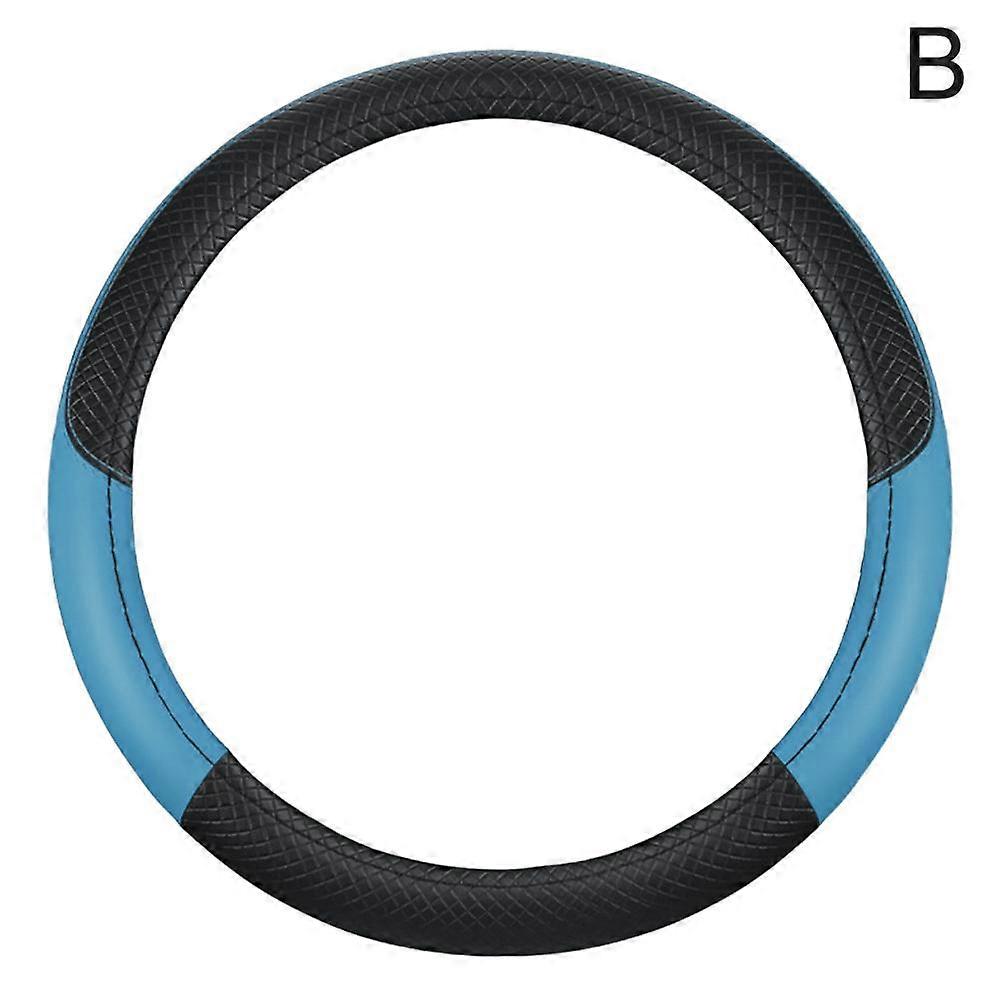 Splicing Leather Steering Wheel Cover Nonslip Breathable Without Inner Ring