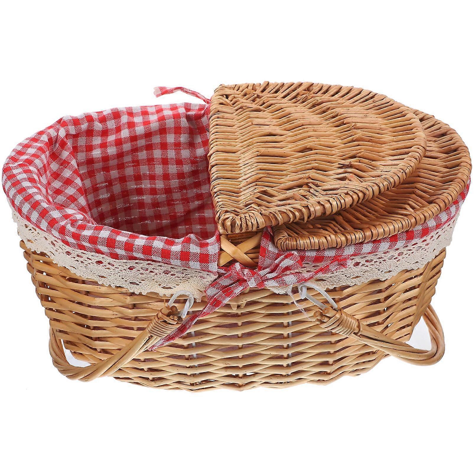 Camping picnic holiday for camp for camp with raat shopping basket with a liner hand -woven picnic basket with a picnic basket 39.00x28.00x19.00cm