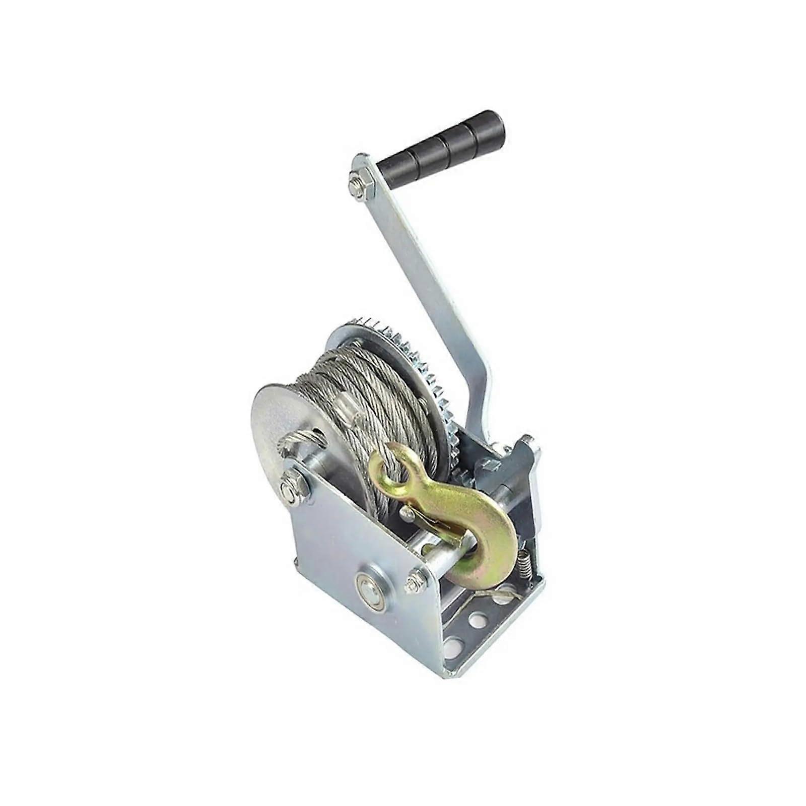 Manual Hand Crank Winch 800lbs Capacity for Boats, Trailers, Motorhomes, and Trucks with Durable Fittings and Cable