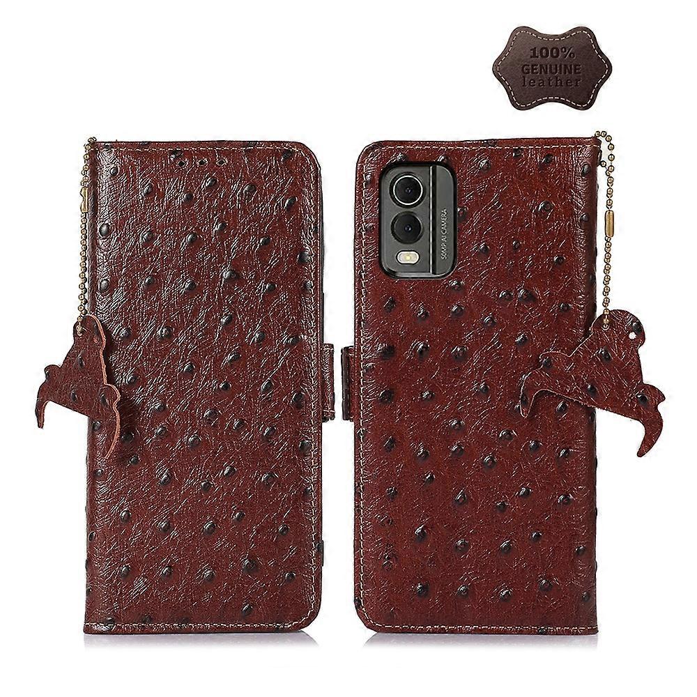 For Nokia C32 4G Ostrich Pattern Leather RFID Phone Case