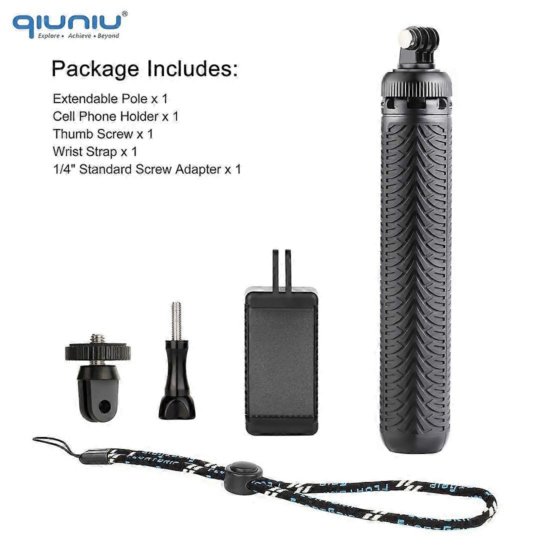QIUNIU 3in1 Extendable Monopod Selfie Stick Grip Handle Tripod for GoPro Hero 11 10 9 8 7 6 5 DJI OSMO Action Camera Accessories