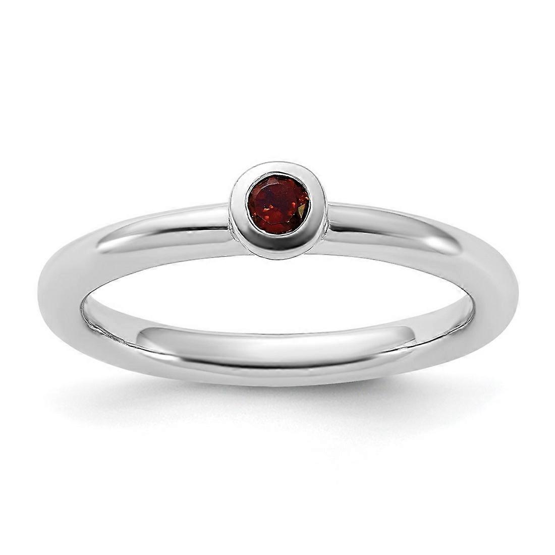2.3mm 925 Sterling Silver Stackable Rhodium Plated Garnet Ring-Stackable-Ring for Women - Ring Size: 5 to 10