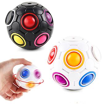 2pcs Football Finger Gyro Rainbow Puzzle Ball Magic Cube Sensory Fidget Toys Pack Fingertip Gyro Descompresión Juguete