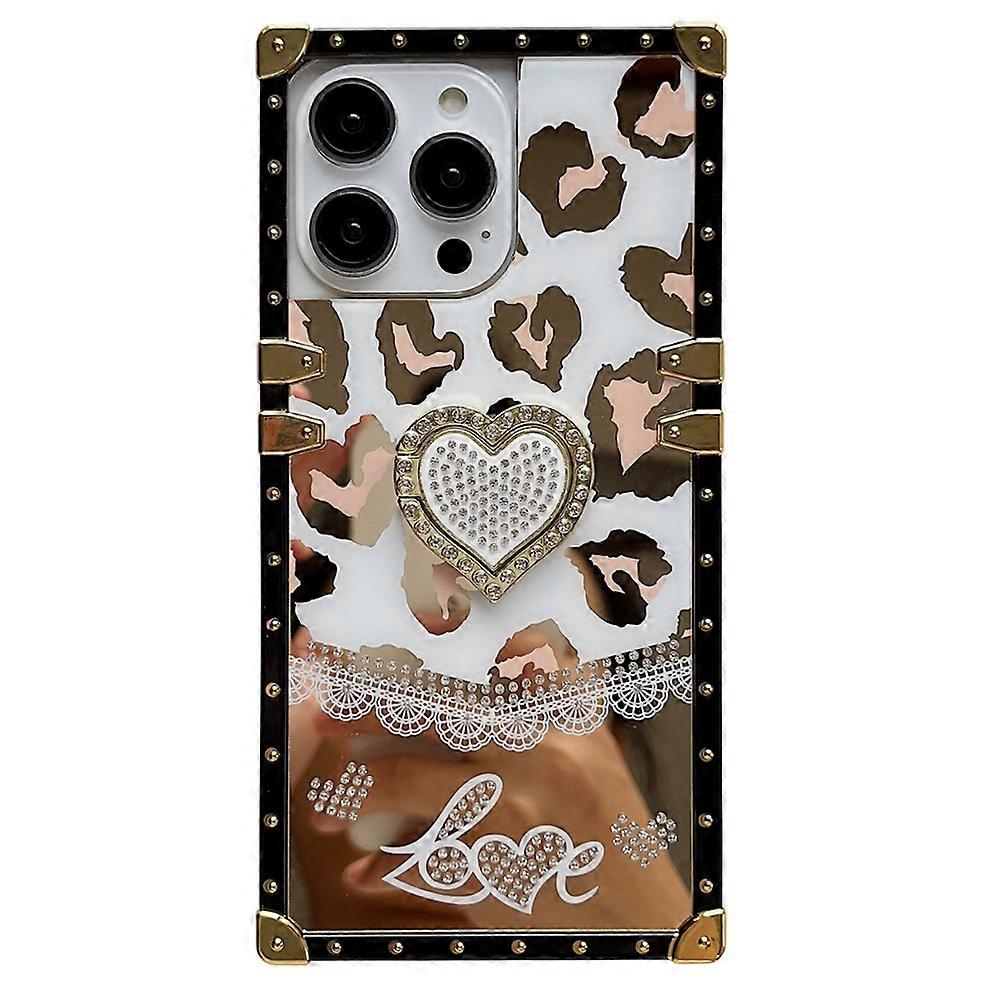 For iPhone 16 Pro Max Case Heart Pattern Electroplating TPU+PC Phone Cover with Kickstand