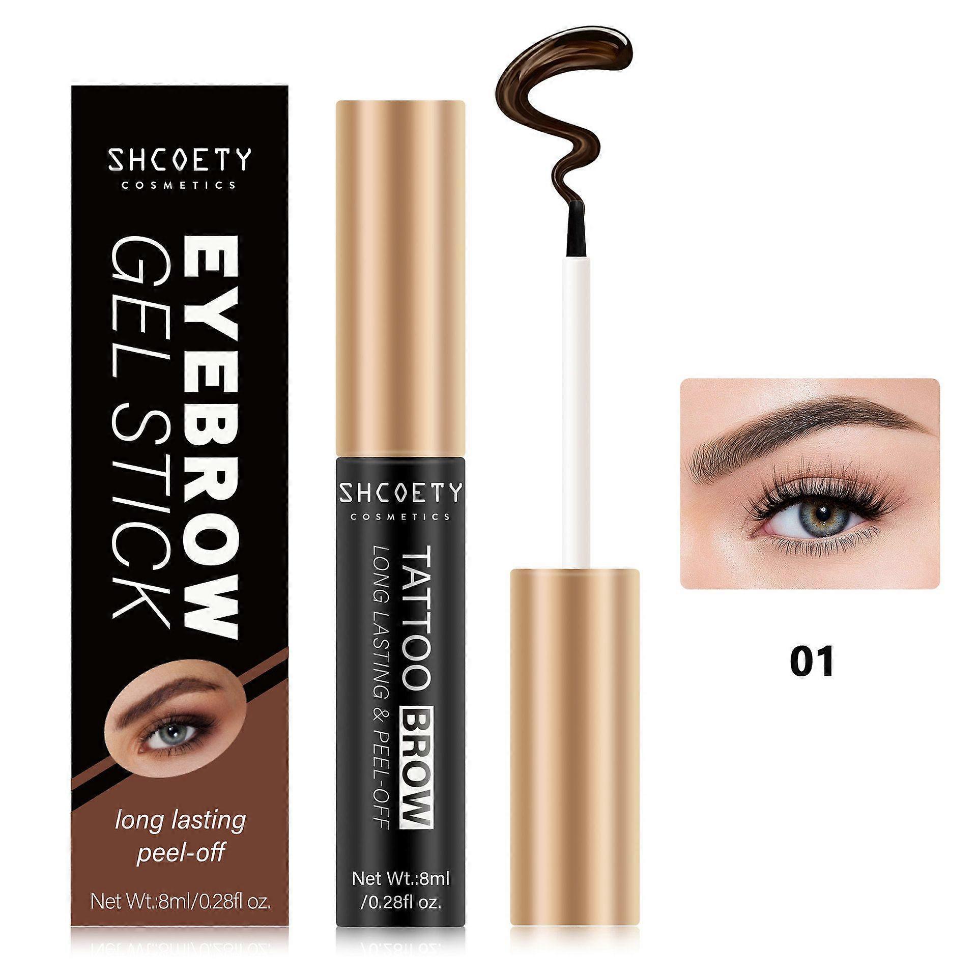 Peel Off Eyebrow Gel, Natural Color Eye Gel Long-Lasting Waterproof Eyebrow Tattoo Makeup, Easy Peel Off Brow Makeup - Up To 3 Days